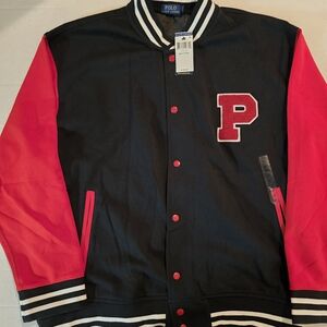 Polo by Ralph Lauren Black and Red Letterman Jacket